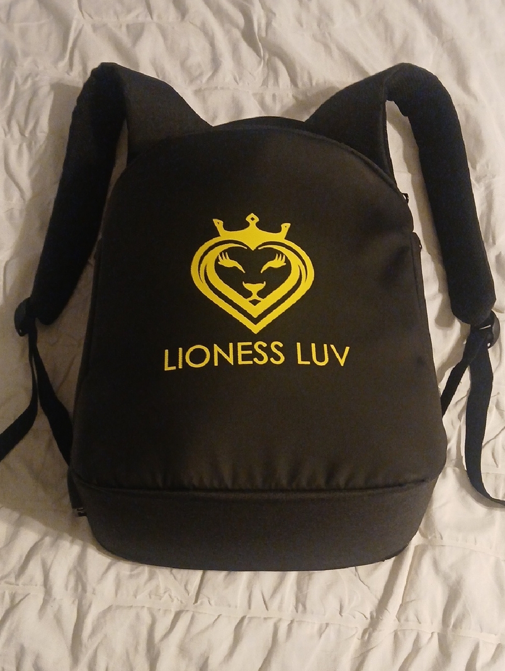 Lioness Luv Black Backpack with Yellow Logo